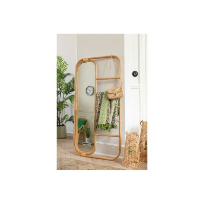 Miroir à poser avec échelle en rotin naturel KRUGER - HELLIN