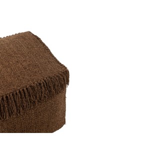 Pouf carré ethnique en tissu marron à franges AGAFAY - HELLIN