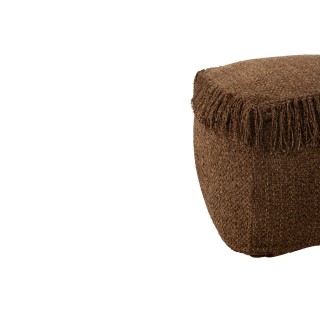 Pouf carré ethnique en tissu marron à franges AGAFAY - HELLIN