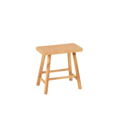 Tabourets en pin et rotin naturel (lot de 2) LAOS - HELLIN