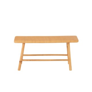 Banc 2 personnes en pin et rotin naturel L92 LAOS - HELLIN