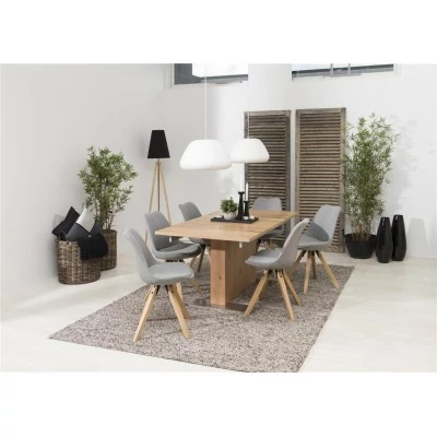 Chaises modernes bois et tissu gris (lot de 2) EARL - HELLIN