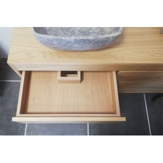 Meuble double vasque en bois L120 + 2 vasques BRIGHTON - HELLIN
