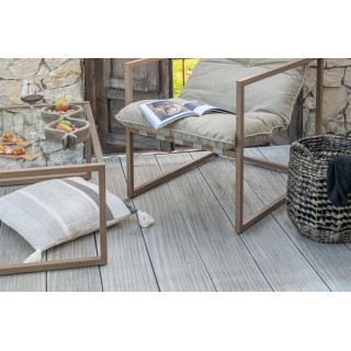 Table basse rectangulaire d'extérieur métal et verre - MALAGA