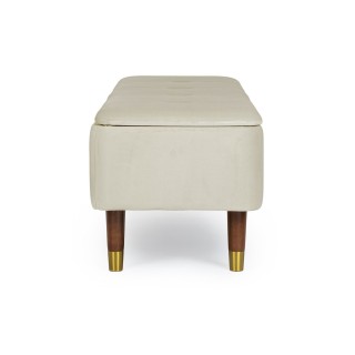 Banc coffre 2 places en velours et piétement en bois RIKA - HELLIN