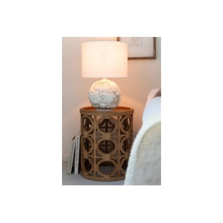 Bout de canapé rond sculpté en bois CAHUITA - HELLIN