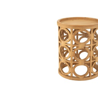 Bout de canapé rond sculpté en bois CAHUITA - HELLIN