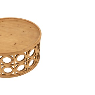Table basse ronde sculptée en bois D78 CAHUITA - HELLIN