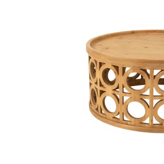 Table basse ronde sculptée en bois D78 CAHUITA - HELLIN