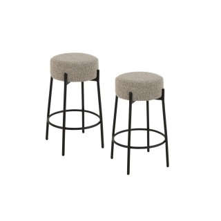 Tabourets de bar en métal noir et bouclette (lot de 2) GERDA - HELLIN