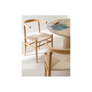 Chaises de salle à manger en corde et bois de hêtre AYA - HELLIN