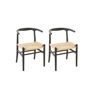 Chaises de salle à manger en corde et bois de hêtre AYA - HELLIN