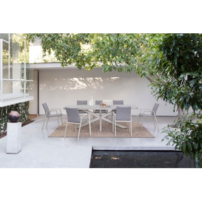 Table de jardin en pierre grise et métal L240 10 places ISAIAH - HELLIN