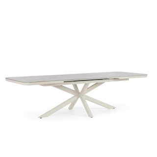 Table de jardin extensible pierre et métal L200/260 8 à 10 personnes RODAS - HELLIN
