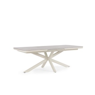 Table de jardin extensible pierre et métal L200/260 8 à 10 personnes RODAS - HELLIN