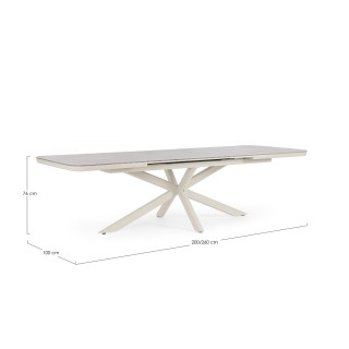 Table de jardin extensible pierre et métal L200/260 8 à 10 personnes RODAS - HELLIN