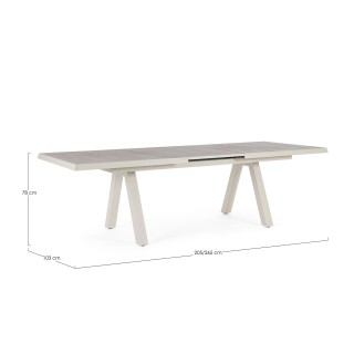Table de jardin extensible en céramique gris cendré L205/265 8 à 10 personnes CENITZ - HELLIN