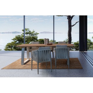 Table de jardin en teck et métal grège L240 8 à 10 places MYRTOS - HELLIN