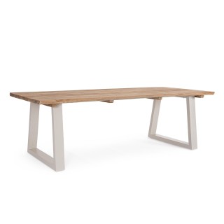 Table de jardin en teck et métal grège L240 8 à 10 places MYRTOS - HELLIN