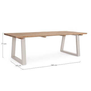 Table de jardin en teck et métal grège L240 8 à 10 places MYRTOS - HELLIN