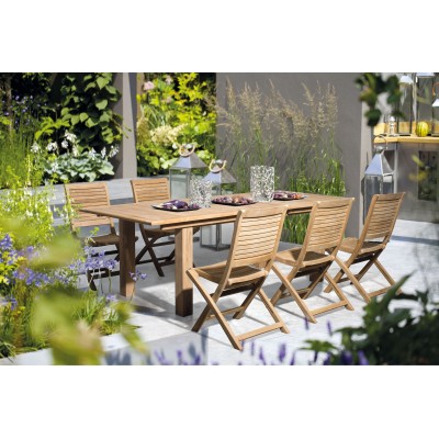 Table de jardin extensible en teck L180/240 10 places BOLONIA - HELLIN