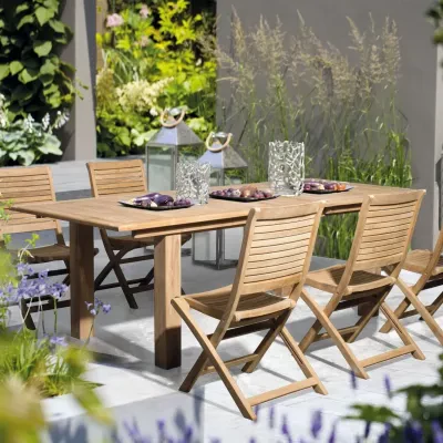 Table de jardin extensible en teck L180/240 10 places BOLONIA - HELLIN