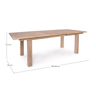 Table de jardin extensible en teck L180/240 10 places BOLONIA - HELLIN