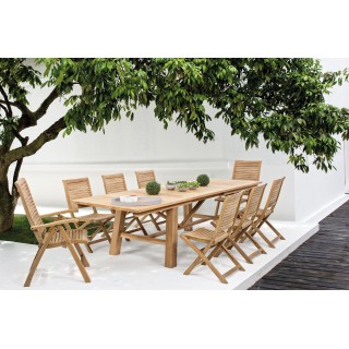 Table de jardin extensible en teck L220/300 12 places BOLONIA - HELLIN