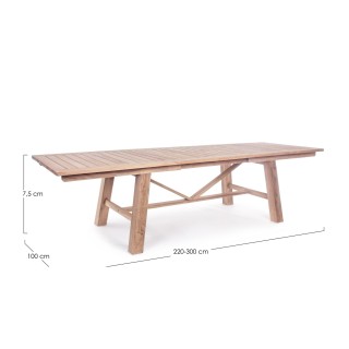 Table de jardin extensible en teck L220/300 12 places BOLONIA - HELLIN