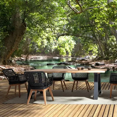 Table de jardin en teck et métal anthracite L240 10 places MATALA - HELLIN