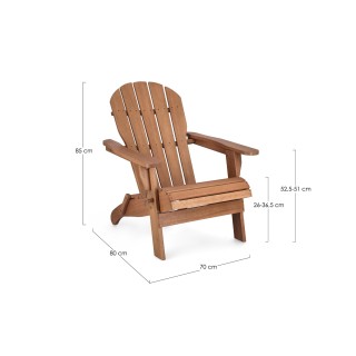 Fauteuil relax pliant à accoudoirs en bois d'acacia LOUISIANE - HELLIN