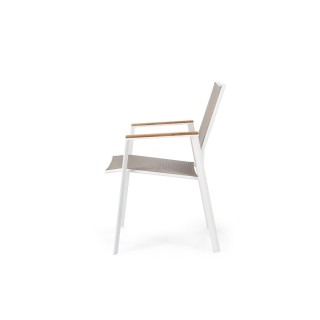 Chaises de jardin empilables en aluminium et accoudoirs en bois (lot de 4) KERVER - HELLIN