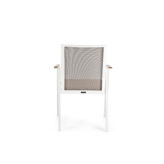 Chaises de jardin empilables en aluminium et accoudoirs en bois (lot de 4) KERVER - HELLIN