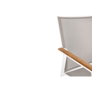 Chaises de jardin empilables en aluminium et accoudoirs en bois (lot de 4) KERVER - HELLIN