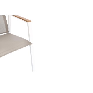 Chaises de jardin empilables en aluminium et accoudoirs en bois (lot de 4) KERVER - HELLIN