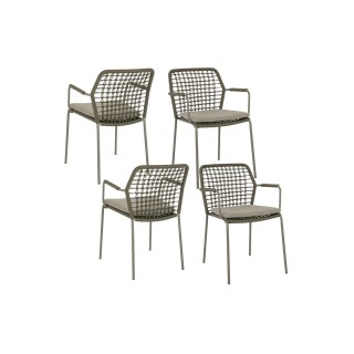 Chaises de jardin à accoudoirs et coussin (lot de 4) PALMA - HELLIN