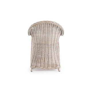 Fauteuil en rotin blanchi et coussin en coton SAINT TROPEZ - HELLIn