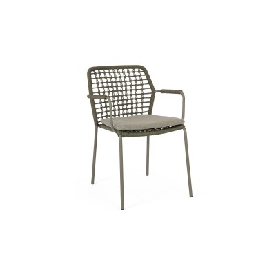 Chaises de jardin à accoudoirs et coussin (lot de 4) PALMA - HELLIN