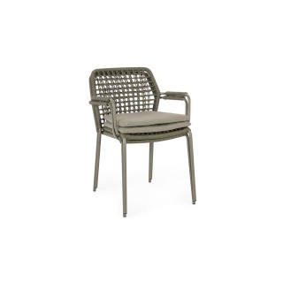 Chaises de jardin à accoudoirs et coussin (lot de 4) PALMA - HELLIN