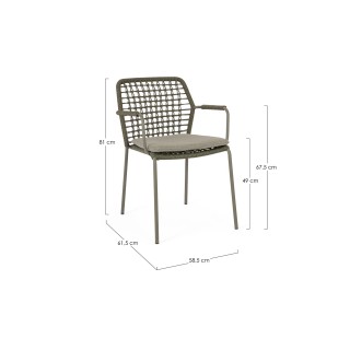 Chaises de jardin à accoudoirs et coussin (lot de 4) PALMA - HELLIN