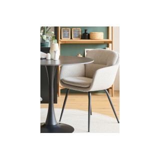 Chaise de salle à manger en tissu piétement métal noir  (lot de 2) MARTA - HELLIN