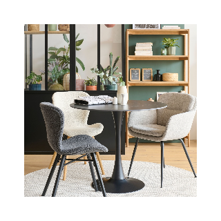 Chaises tissu bouclette gris anthracite et bois chêne (lot de 2) MATILDA - HELLIN