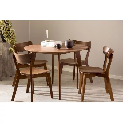 Table à manger ronde en bois D120 noyer 4/6 places LETA - HELLIN