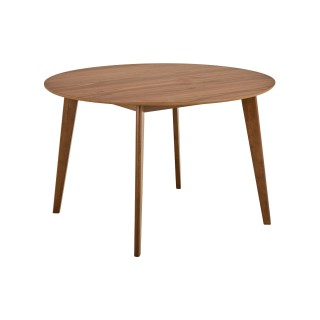 Table à manger ronde LETA en noyer avec 4 chaises | Hellin