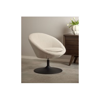 Fauteuil rond organique pivotant en tissu beige NAEL - HELLIN