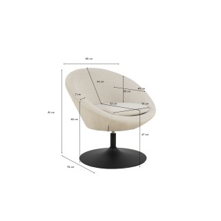 Fauteuil rond organique pivotant en tissu beige NAEL - HELLIN