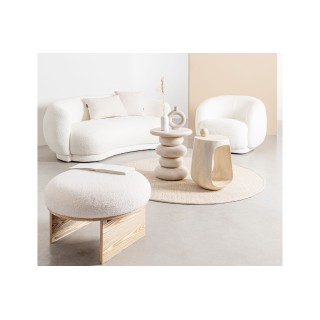 Fauteuil 1 place en tissu bouclette blanc ELLA - HELLIN