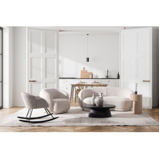 Fauteuil 1 place en tissu bouclette blanc ELLA - HELLIN