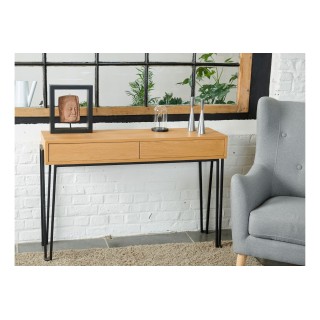 OCCASION Console en bois et métal dotée de 2 tiroirs push - Hellin