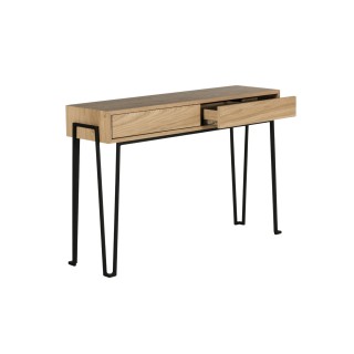 OCCASION Console en bois et métal dotée de 2 tiroirs push - Hellin